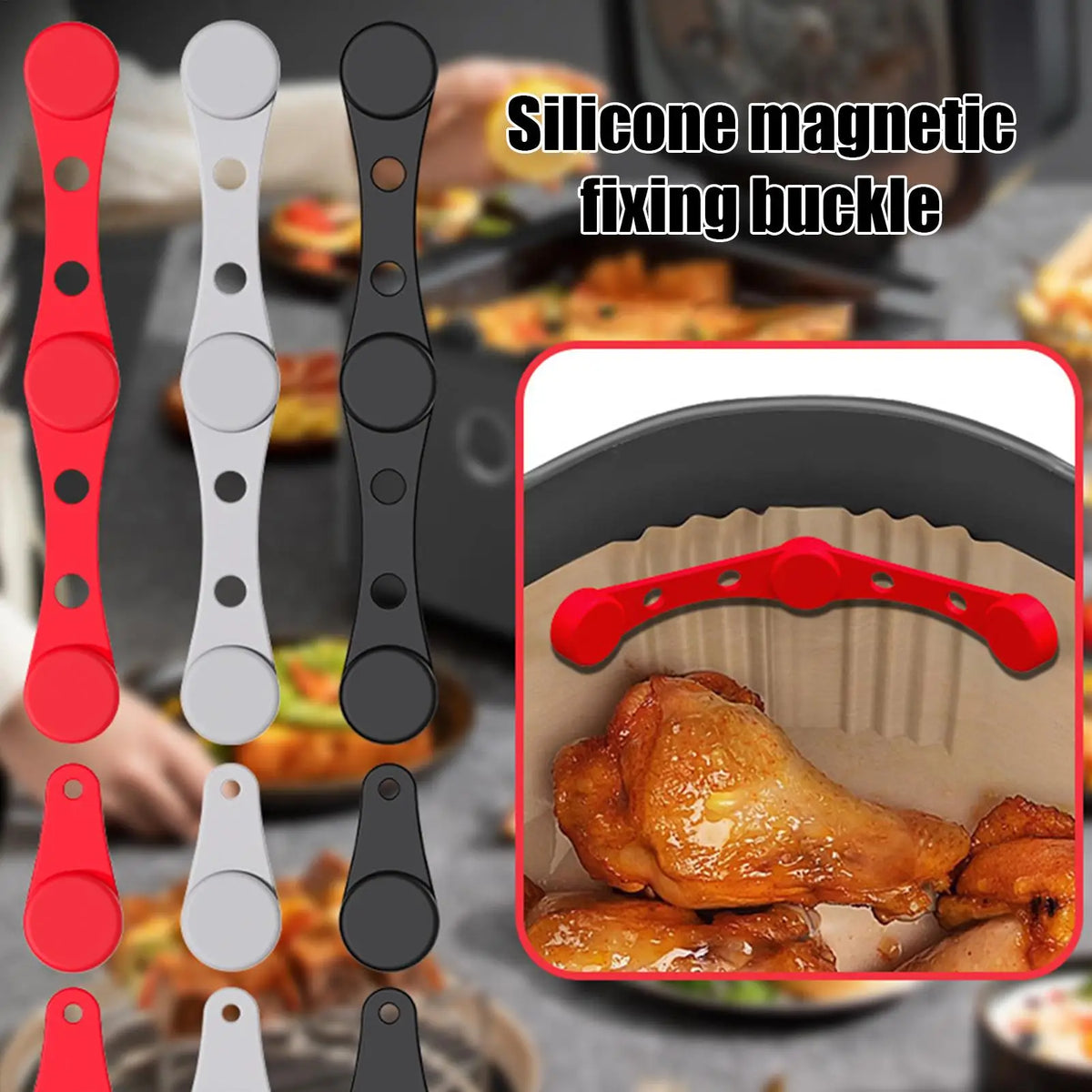 Air Fryer Silicone Magnetic Buckle | Reusable Baking Paper Clips Air Fryer Accessory Babs