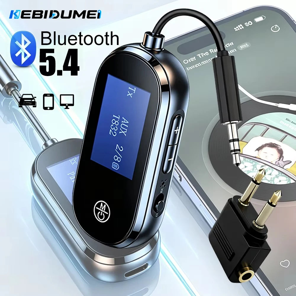 KEBIDUMEI Bluetooth 5.4 2-in-1 Transmitter Receiver AUX Adapter Bluetooth Audio Adapter Babs