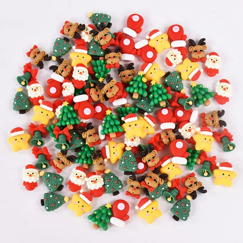 20pcs Mini Christmas Resin Cabochon Figurines – DIY Holiday Crafts Resin Craft Figurines Babs