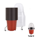 18-Pc Plant Nursery Pots with Humidity Dome Lids – Clear PET Nursery Pot Set Babs (9 Pots 9 Lids)