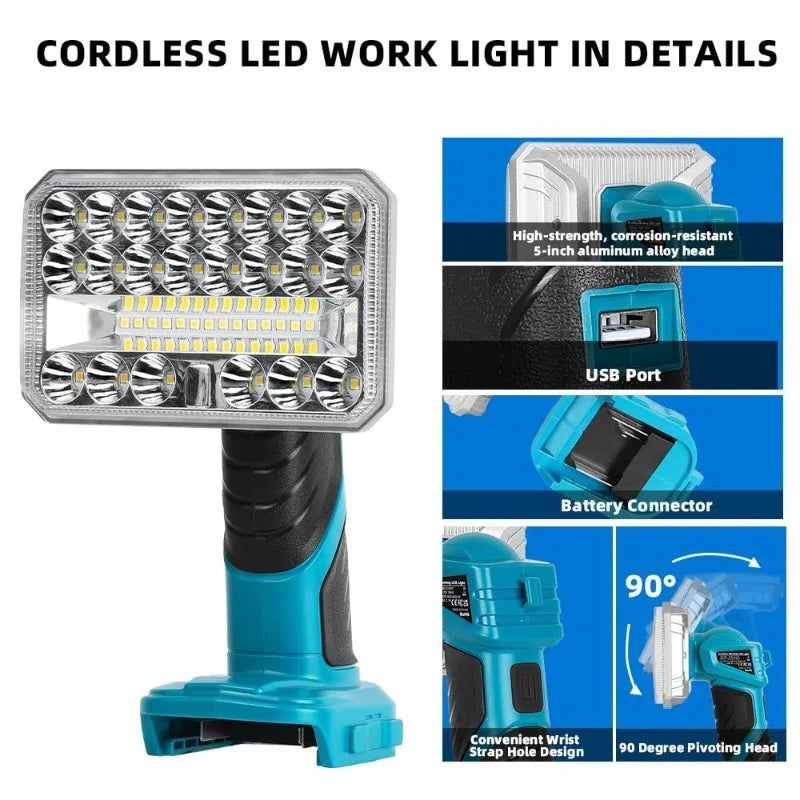 Portable LED Work Light for Makita 18V Battery – 2000 Lumens LED Work Light Babs