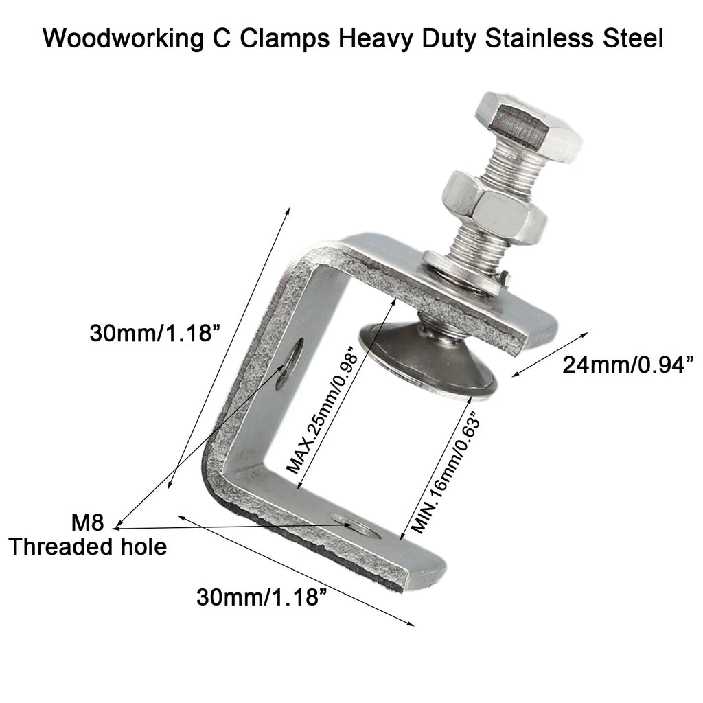 Stainless Steel C Clamps 1/2/4pcs – Woodworking & Welding C Clamp Set Babs
