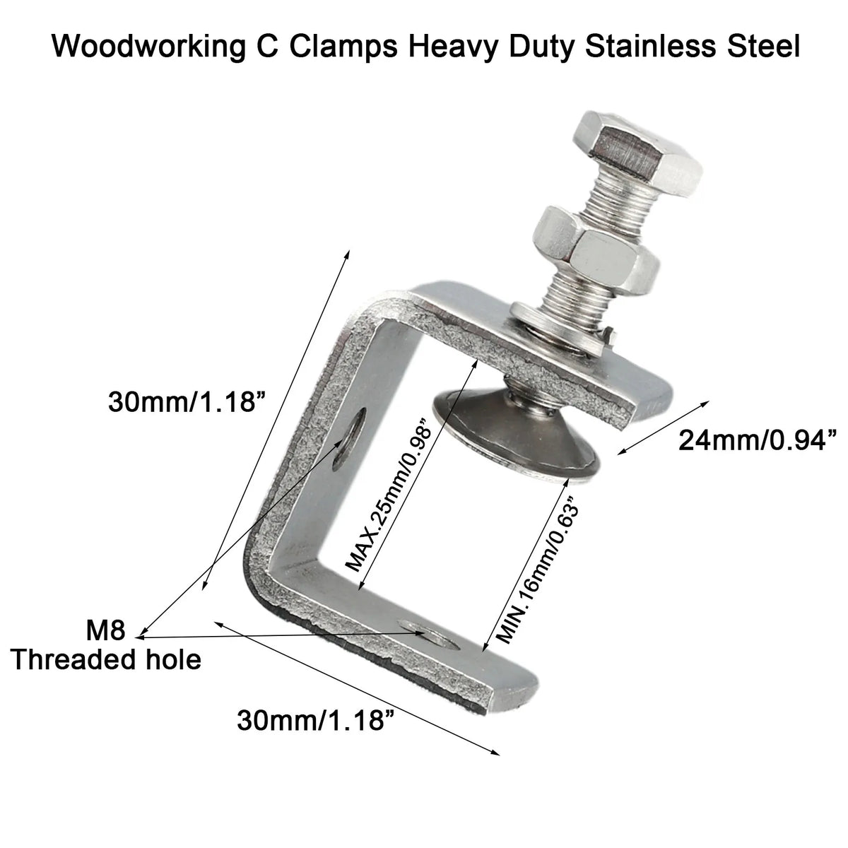 Stainless Steel C Clamps 1/2/4pcs – Woodworking & Welding C Clamp Set Babs