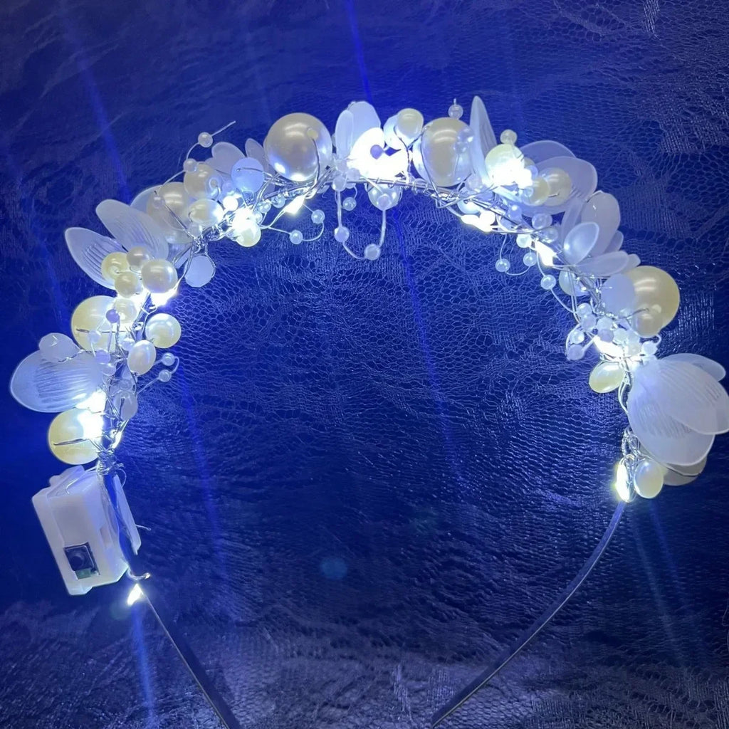 LED Crown Princess Headband – Flashing Glow Crystal Party Headwear LED Party Headband Babs
