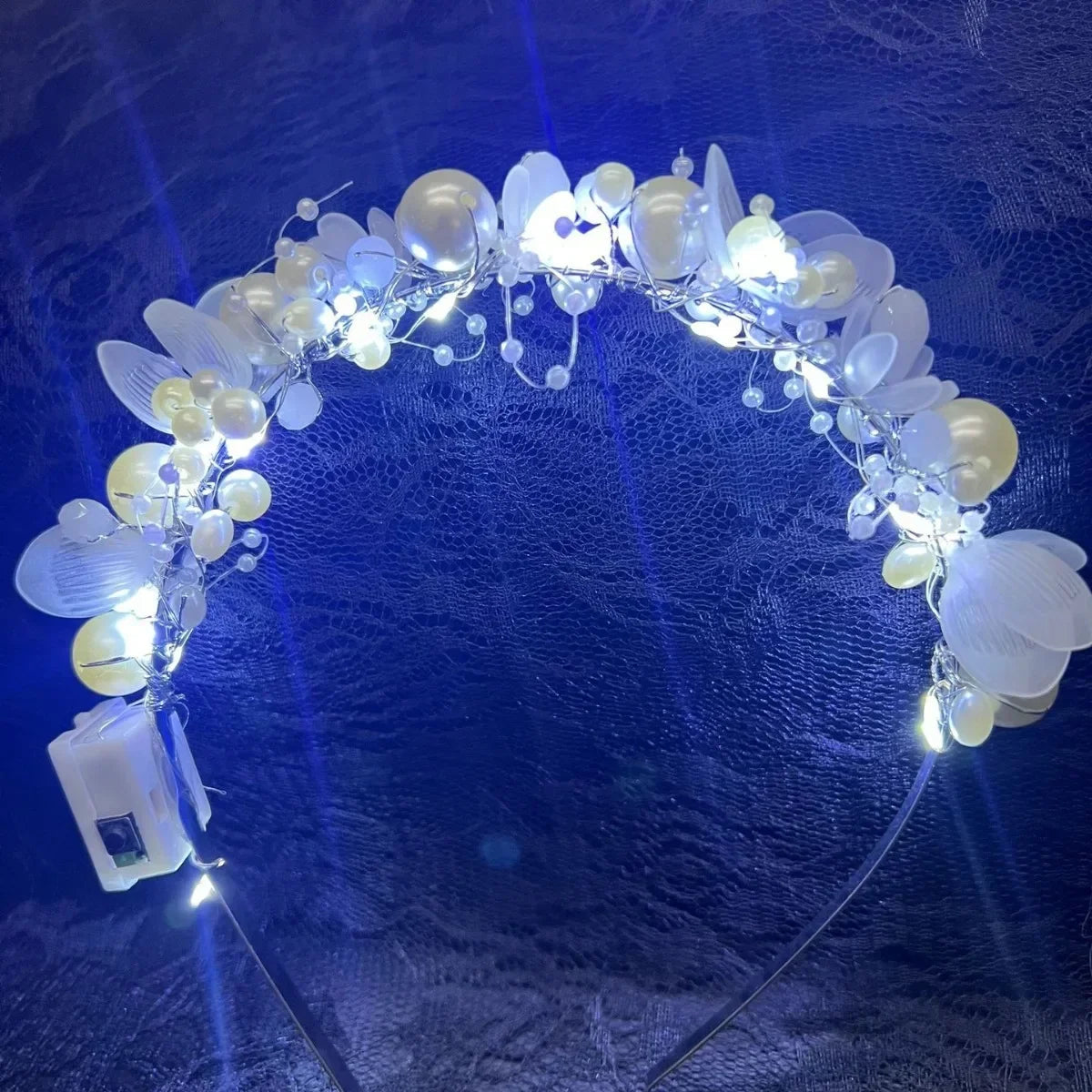 LED Crown Princess Headband – Flashing Glow Crystal Party Headwear LED Party Headband Babs