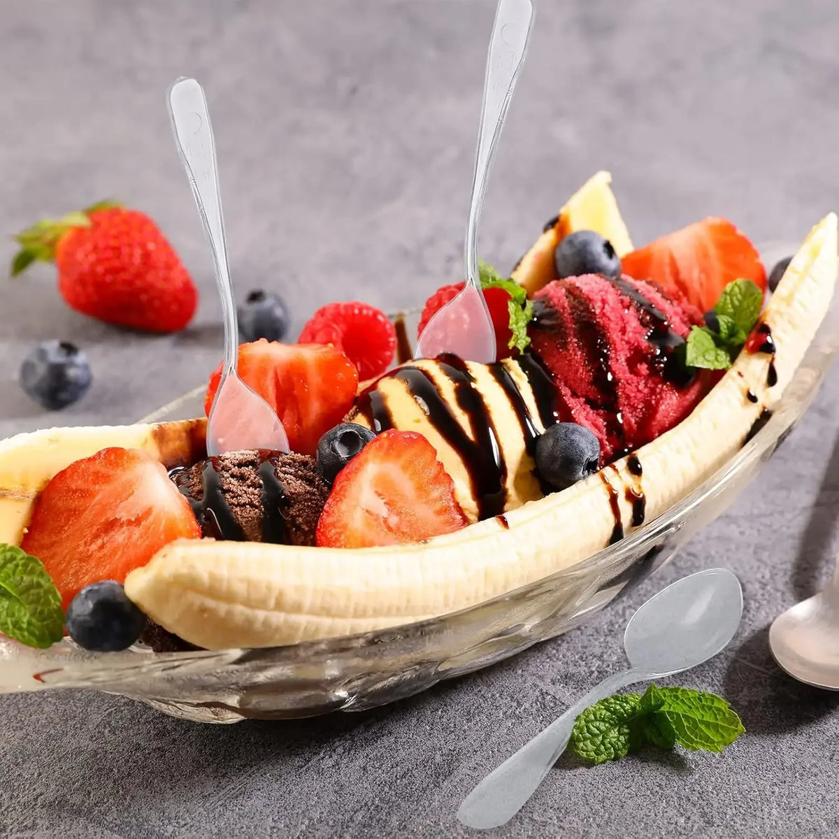 Clear Disposable Mini Tasting Spoons for Desserts & Parties Disposable Mini Spoons Babs