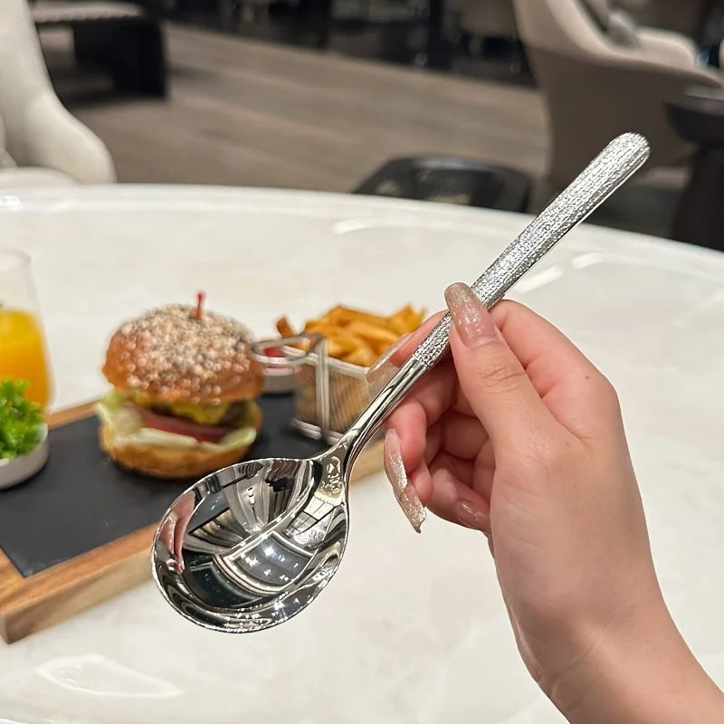 4pcs Hammered Stainless Steel Soup Spoons – Korean Style Soup Spoon Set Babs
