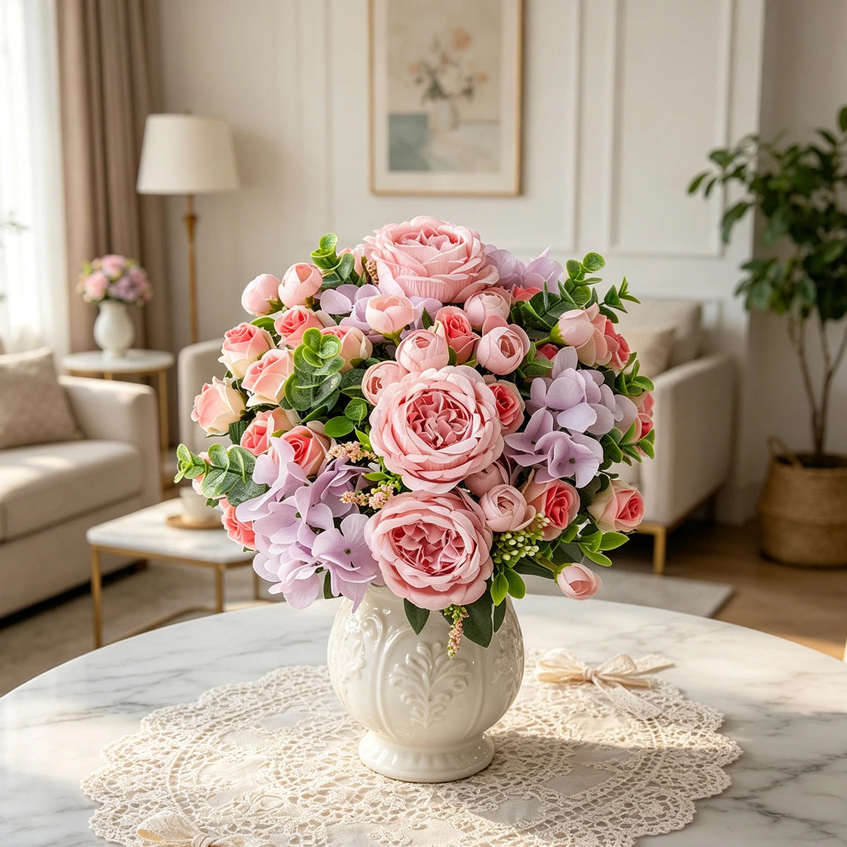 Artificial Silk Peony Hydrangea Bouquet – Wedding & Home Decor Artificial Flower Bouquet Babs