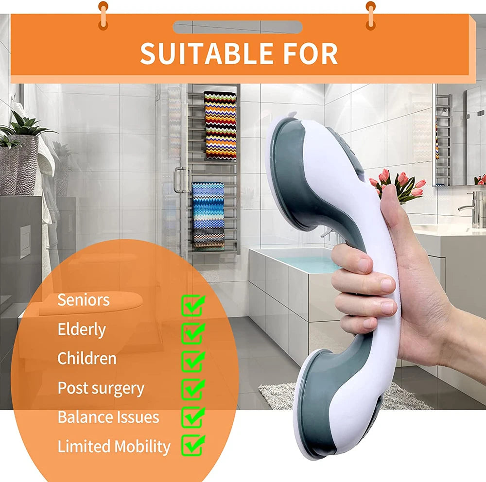 Shower Grab Bar – Dual-Lock Suction Cup Anti-Slip Handle Bathroom Grab Bar Babs
