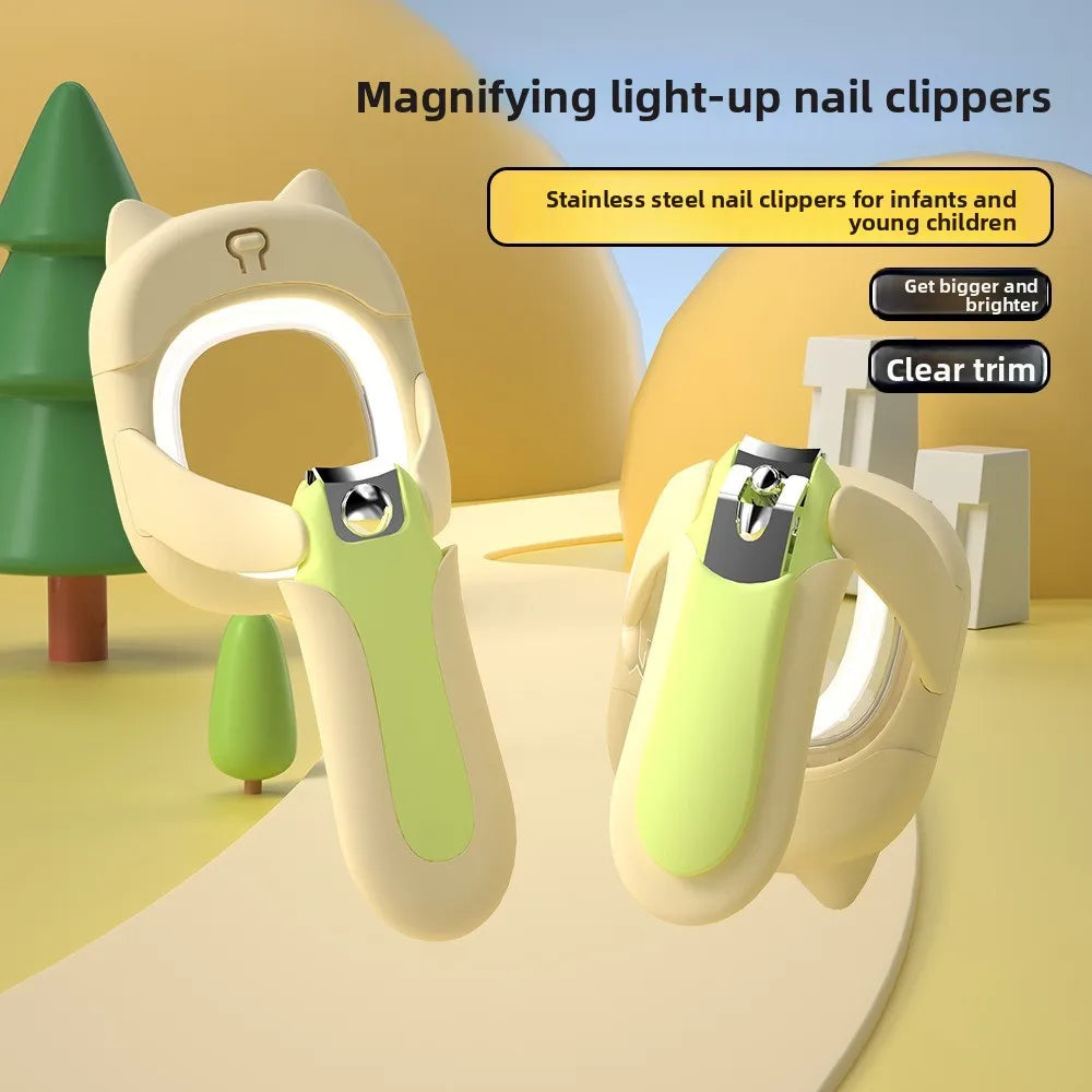 LED Baby Nail Clipper with Magnifier & Splash-Proof Guard Baby Nail Clipper Babs