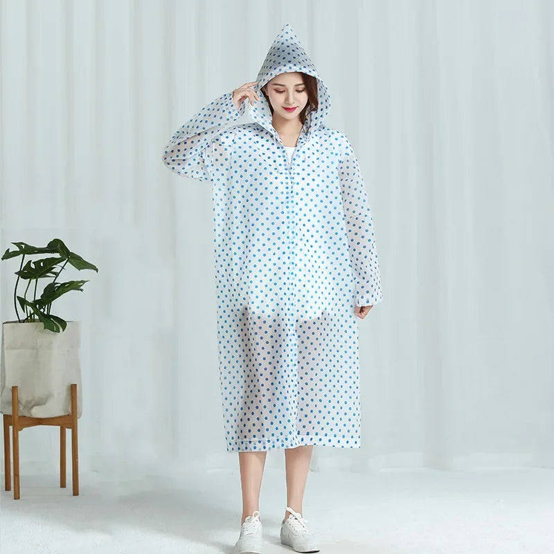 Women's EVA Waterproof Hooded Raincoat – Reusable Rain Jacket Women's Rain Jacket Babs Blue 1PCS