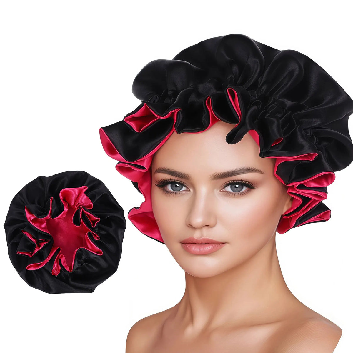 Two-Tone Satin Sleep Bonnet – Double Layer Reversible Hair Cap Satin Sleep Bonnet Babs BR