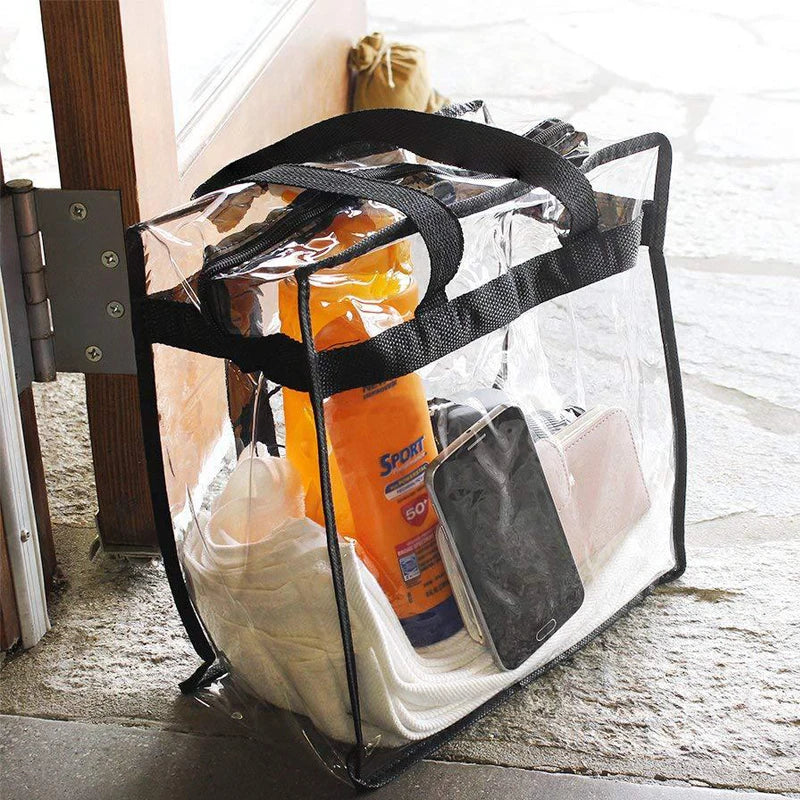 Clear PVC Tote Bag – Large Waterproof Zipper Shoulder Bag Clear PVC Tote Bag Babs