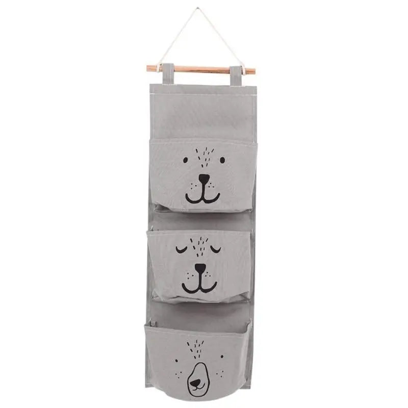 3-Pocket Wall Hanging Organizer Bag – Foldable Storage Hanger Hanging Storage Organizer Babs Grey
