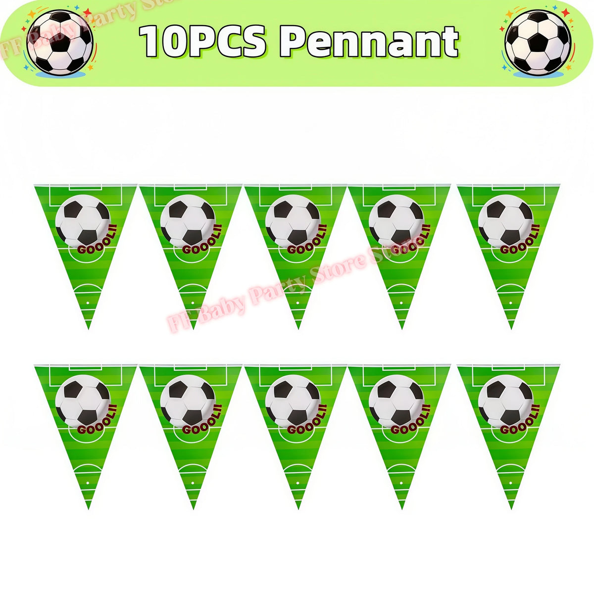Soccer Football Birthday Party Decorations – Balloons, Plates & Cups Party Decoration Kit Babs 10pcs Pennants