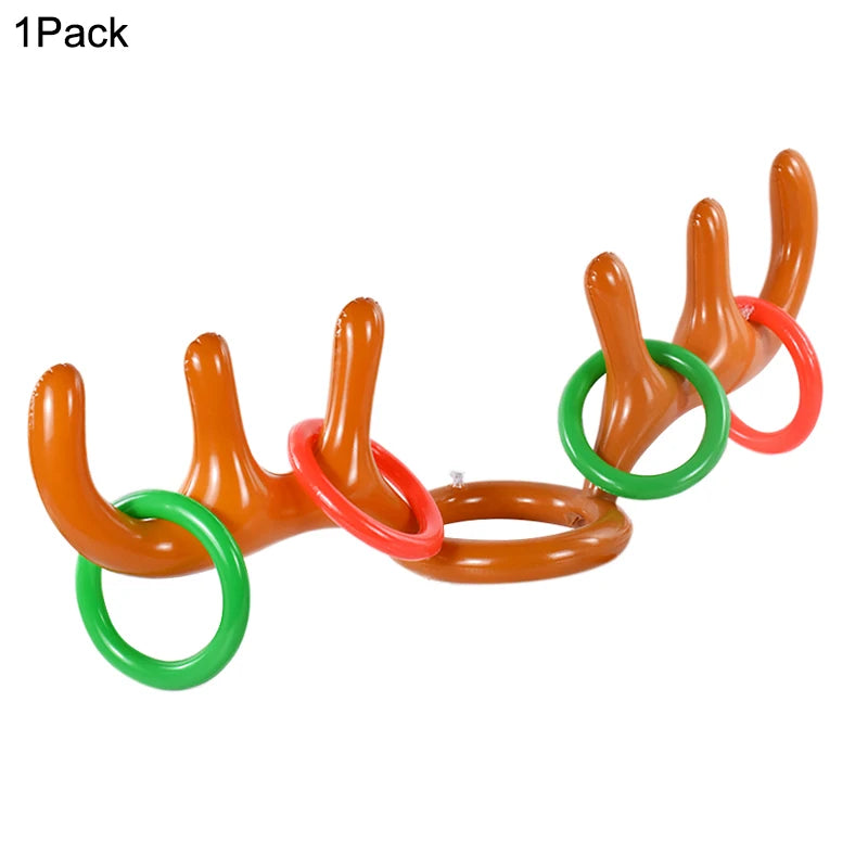 Christmas Inflatable Reindeer Antler Ring Toss Game – Xmas Fun Holiday Party Game Babs 1set
