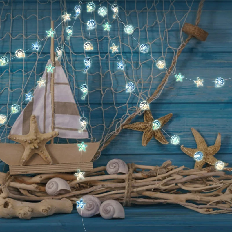 2M 20 LED Ocean Seashell Starfish Fairy String Lights Party Decor Fairy String Lights Babs