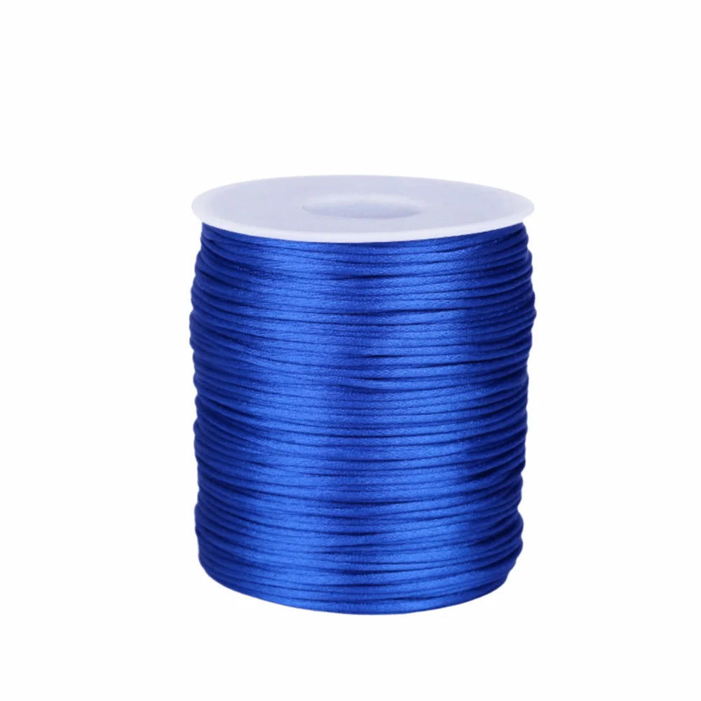 100m Satin Rattail Cord 1.5mm Braided Beading String for Crafts Craft Cord Babs Dark Blue