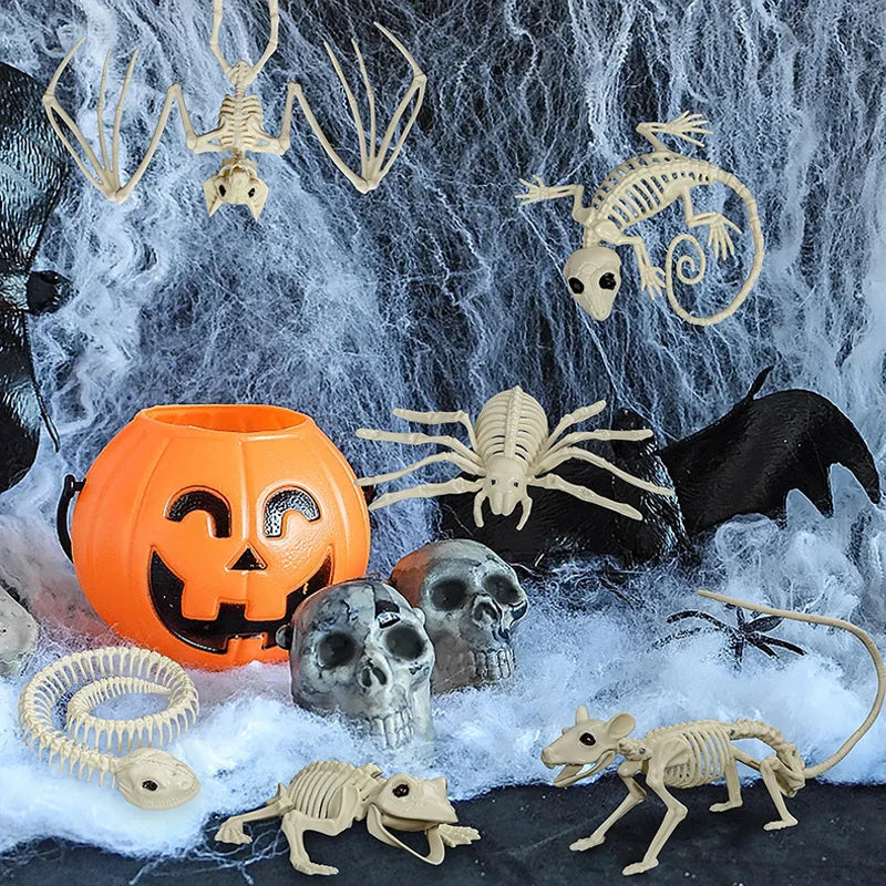 Halloween Skeleton Animal Bones Props – Bat, Spider & Scary Decor Halloween Prop Decoration Babs