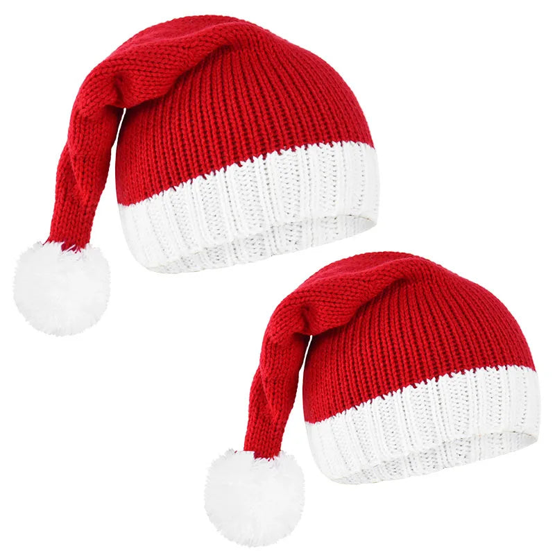 Knitted Christmas Pompom Beanie Hat – Soft Adult Santa Cap Christmas Beanie Hat Babs
