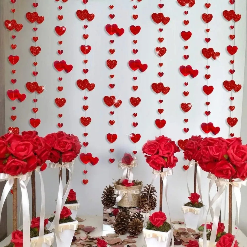 4m Glitter Heart Hanging Streamer Curtain – Party Decoration Party Decoration Garland Babs