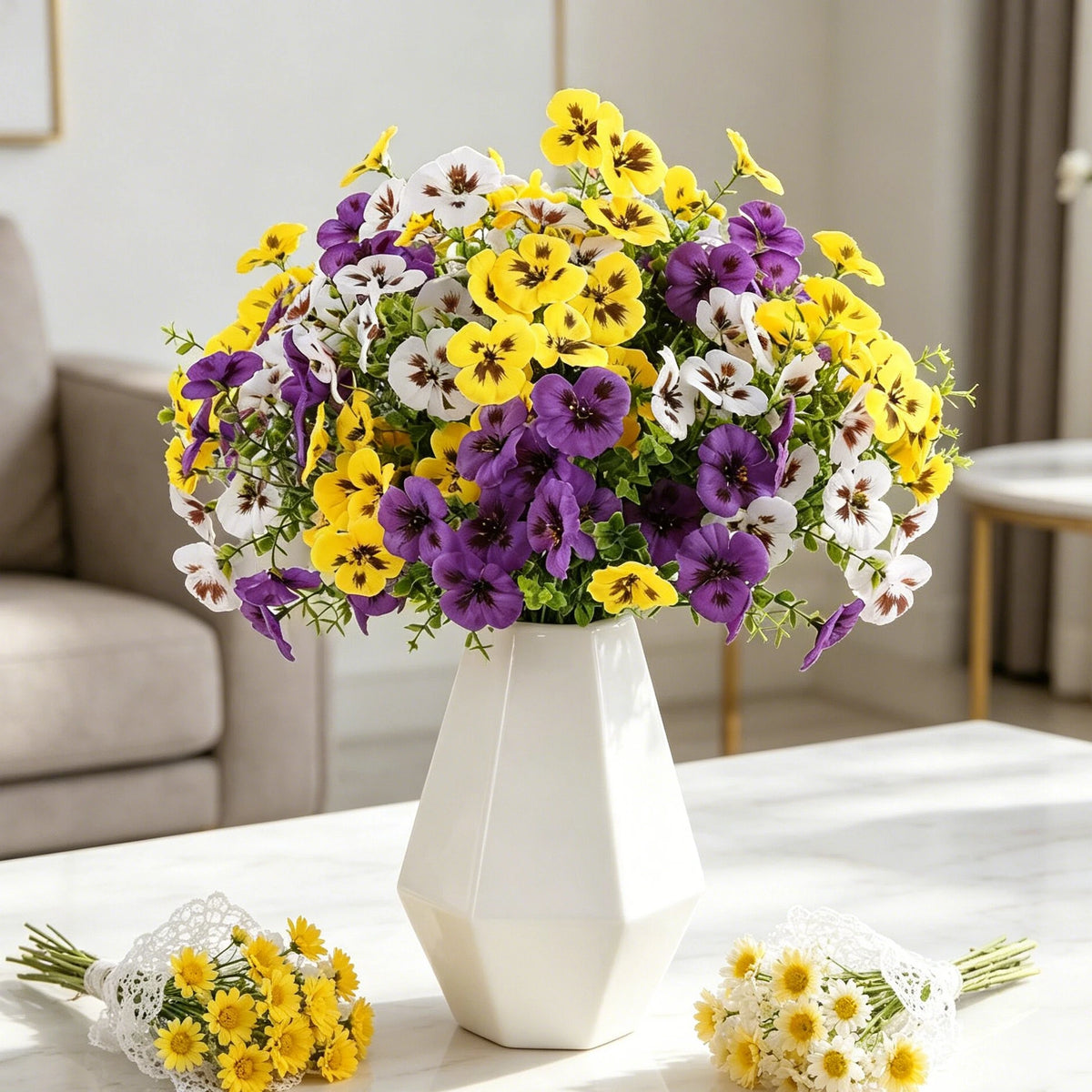 6-Pack Silk Pansy Artificial Flowers for Wedding & Home Decor Artificial Silk Flowers Babs