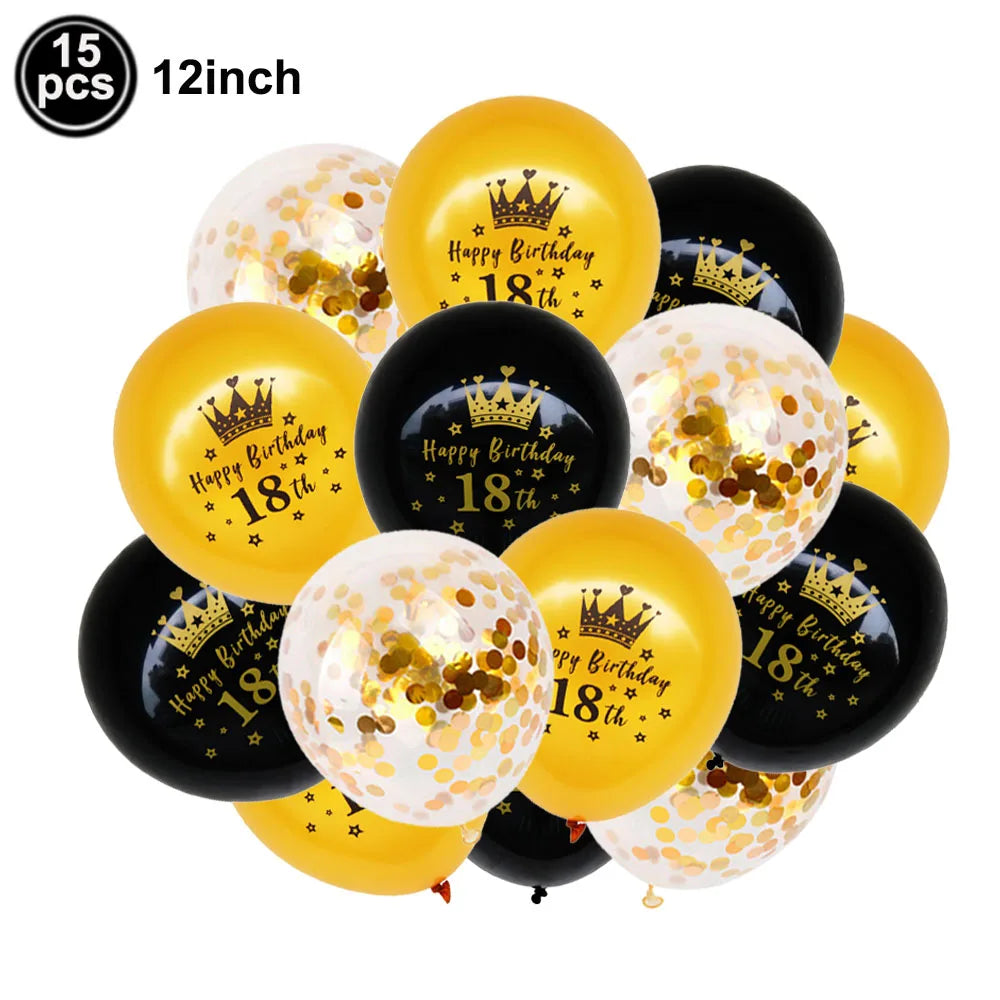 30/40th Birthday Balloon Set – Black Gold Foil & Confetti Decor Party Balloon Set Babs 18th 1 As show