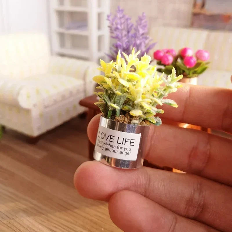 1:12 Mini Potted Plant Dollhouse Miniature Fairy Garden Toy Dollhouse Miniature Babs