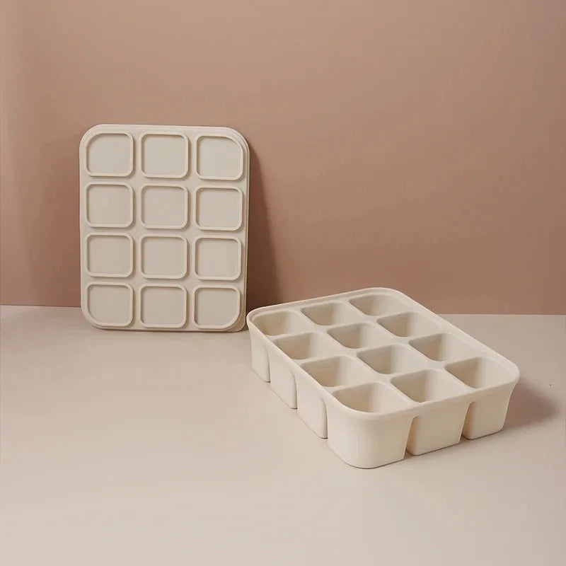Silicone Ice Cube Tray 12-Grid Square Mold with Lid | Easy Release Silicone Ice Tray Babs