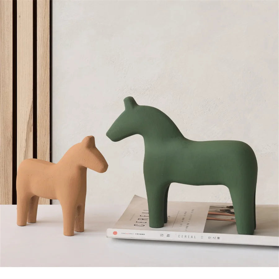 Modern Minimalist Dala Horse Wood Figurine Home Décor Decorative Figurine Babs