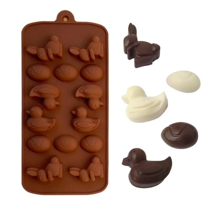 Silicone 15-Cavity Easter Egg Duck Chocolate & Soap Mold Silicone Baking Mold Babs