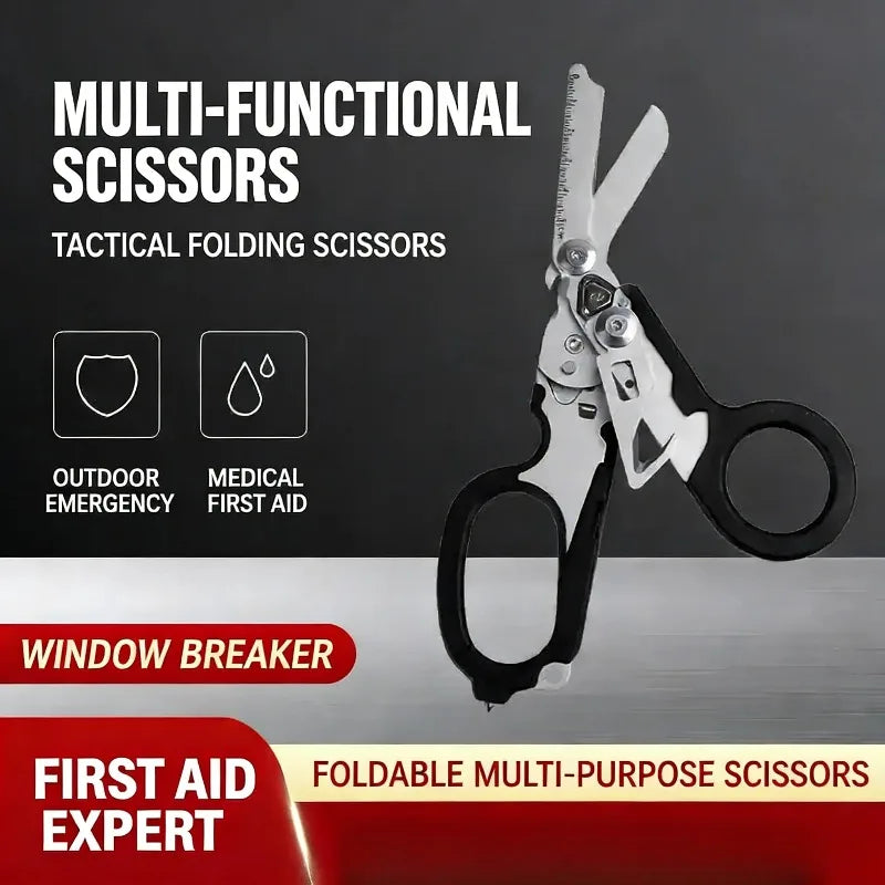 6-in-1 Folding Emergency Shears – Strap Cutter & Glass Breaker Multitool Rescue Shears Babs