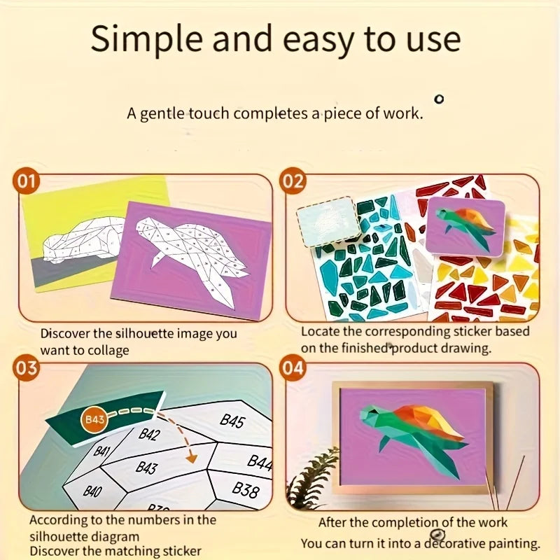 3D Animal Puzzle Stickers DIY Collage Art Set – Kids Gift Kids Craft Kit Babs