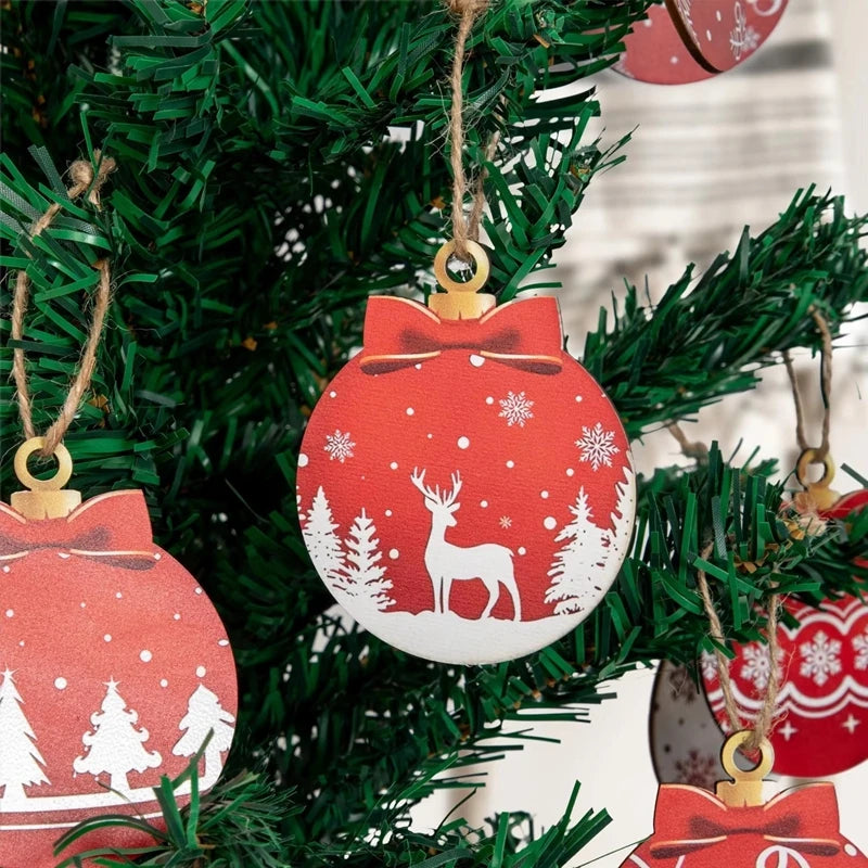 12 Wooden Christmas Ball Ornaments – DIY Xmas Tree Decor 2025 Christmas Ornaments Babs