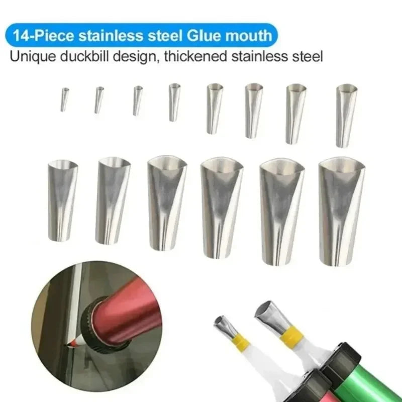 14pc Stainless Steel Caulking Nozzle Set – Silicone Sealant Tool Caulking Nozzle Set Babs