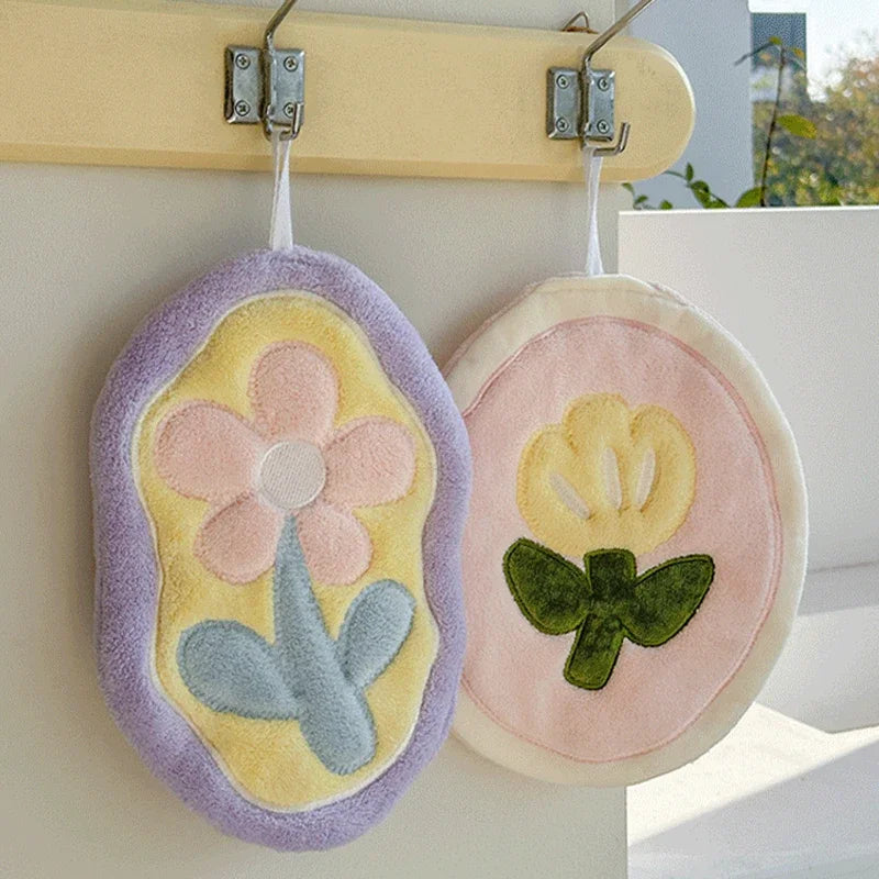 Kawaii Floral Hanging Hand Towel – Quick-Dry Kitchen & Bath Hand Towel Babs