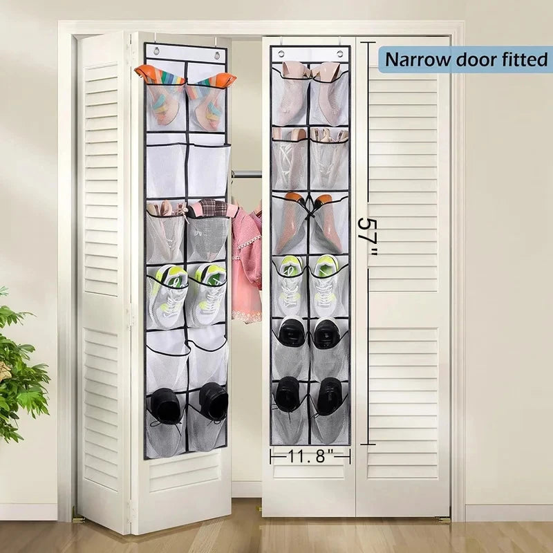 12-Pocket Door Hanging Shoe Organizer with Mesh Pockets Door Shoe Organizer Babs
