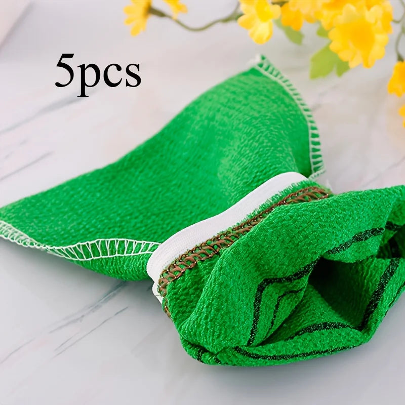 5-Piece Exfoliating Shower Gloves & Towel Set – Body Scrub Exfoliating Bath Set Babs Green