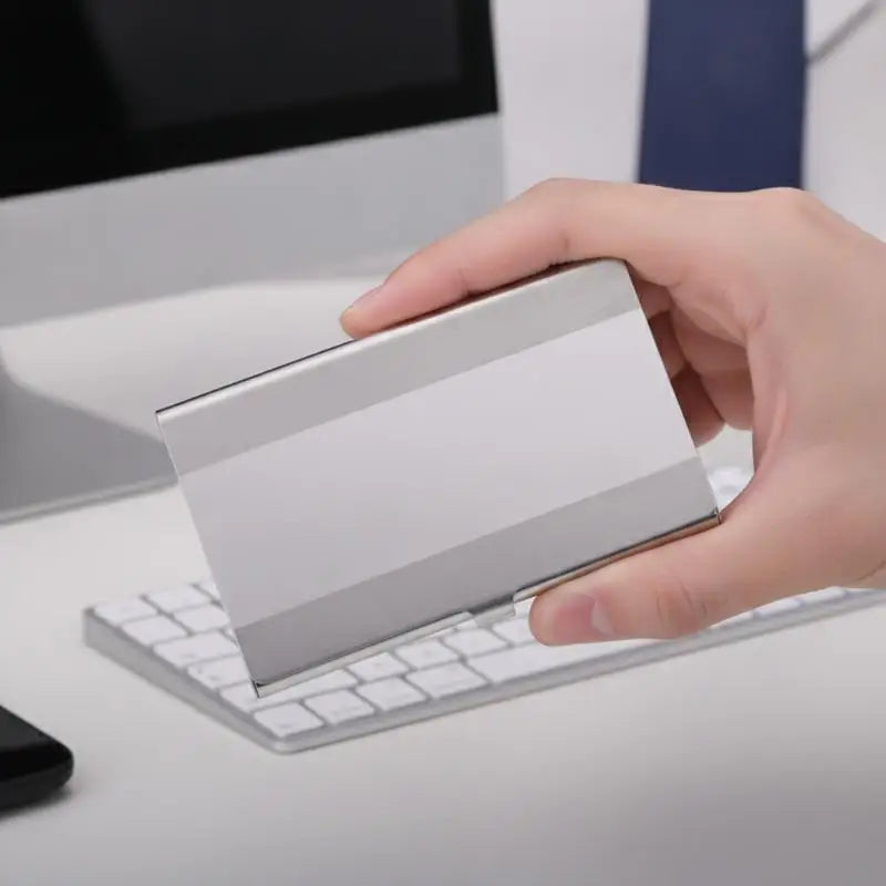 Slim Stainless Steel Business Card Holder – Metal Pocket Case Business Card Holder Babs