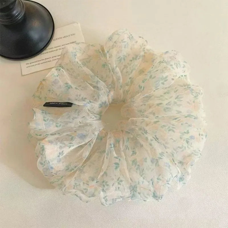 Mint Green Organza Scrunchies – 4-Pack Women's Hair Ties Organza Scrunchie Set Babs B