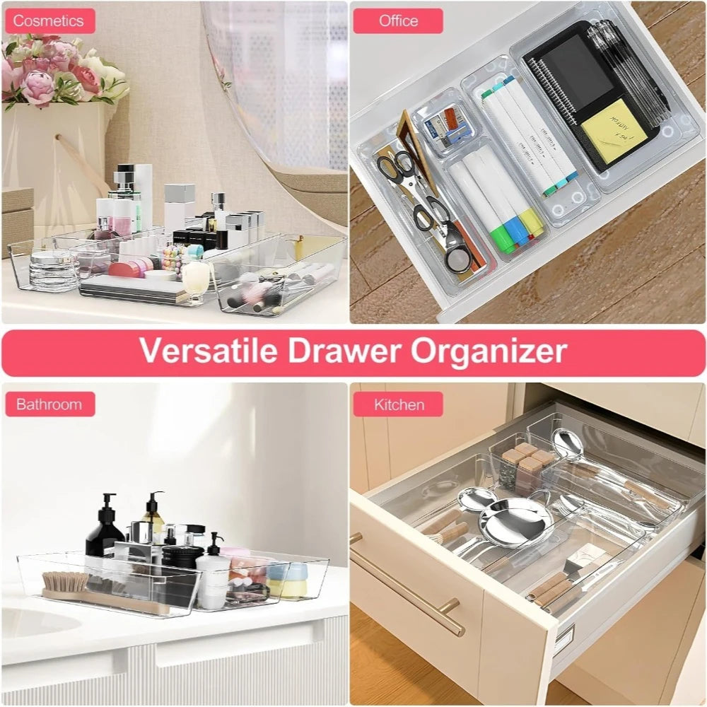Transparent Stackable Drawer Organizer & Storage Box Dividers Drawer Organizer Bins Babs