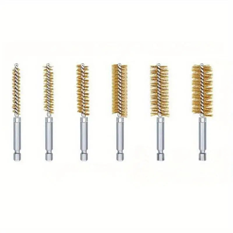 6-Piece Stainless Steel Wire Tube Brush Set – Deburring & Polishing Wire Tube Brush Set Babs Gold