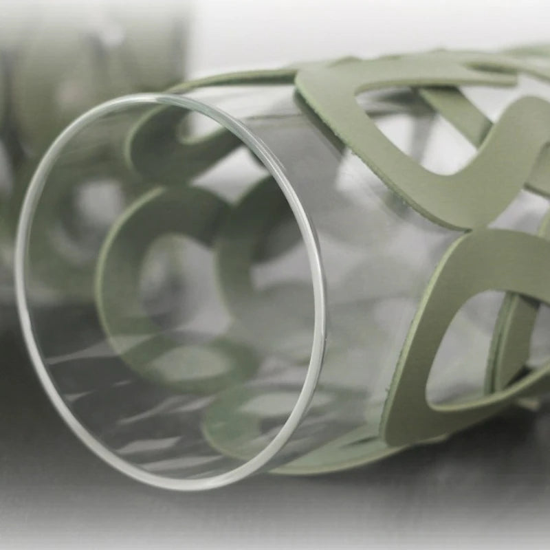 Aesthetic Glass & Leather Flower Vase | Modern Home Décor Decorative Flower Vase Babs