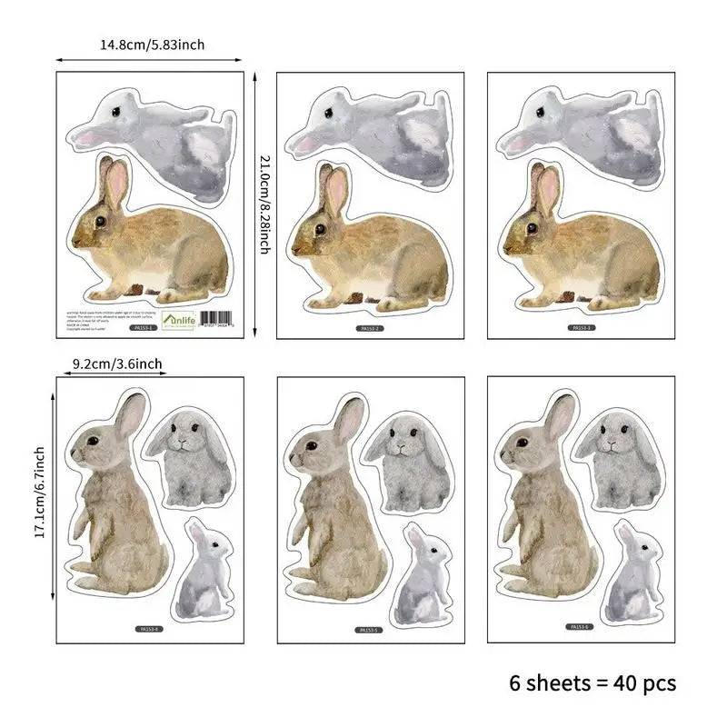 Cartoon Bunny Wall Stickers – Kids Nursery Decal Set Kids Wall Decal Babs