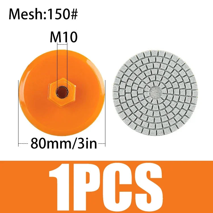 80mm 3" Polishing Pad Wet Dry Abrasive Disc for Marble & Granite Abrasive Polishing Disc Babs Orange 3inch 150