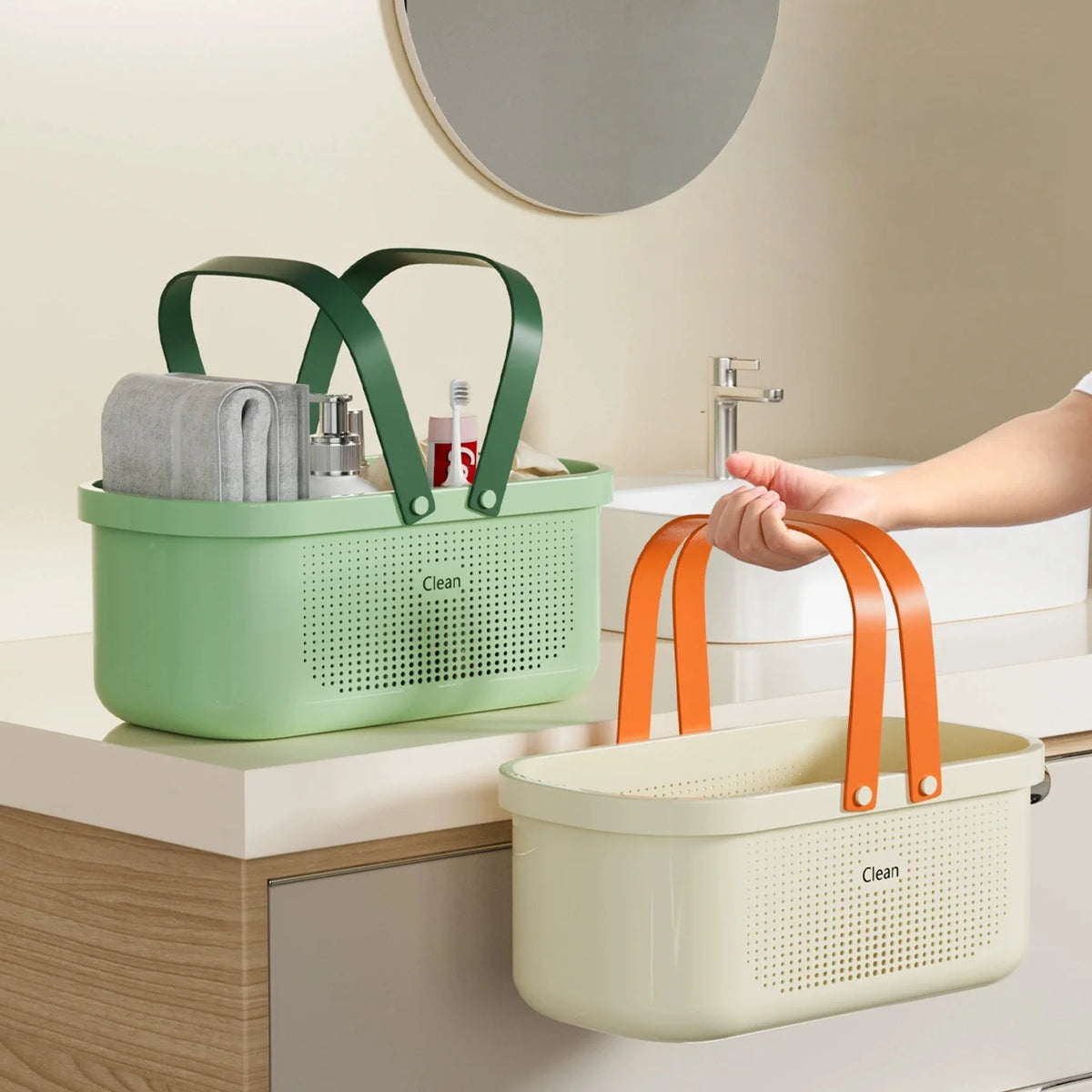 Plastic Storage Basket with Handle – Shower Caddy Organizer Storage Basket Babs