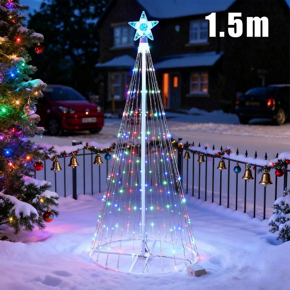 LED Cone Christmas Tree Light – Waterproof & Dimmable Xmas Decor Christmas Tree Light Babs 1.5m
