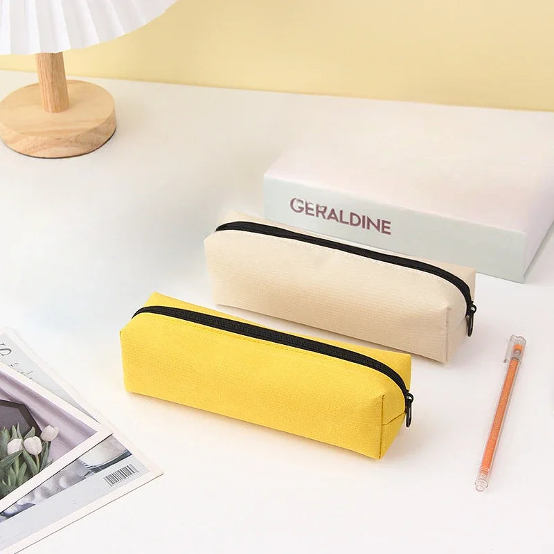 Canvas Pencil Case – Portable Solid Color Stationery Pouch Pencil Case Babs