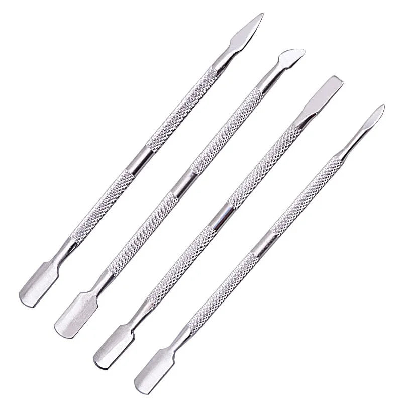 4-Pc Stainless Steel Double-Ended Cuticle Pusher Manicure Set Cuticle Pusher Set Babs 4 Pcs Set