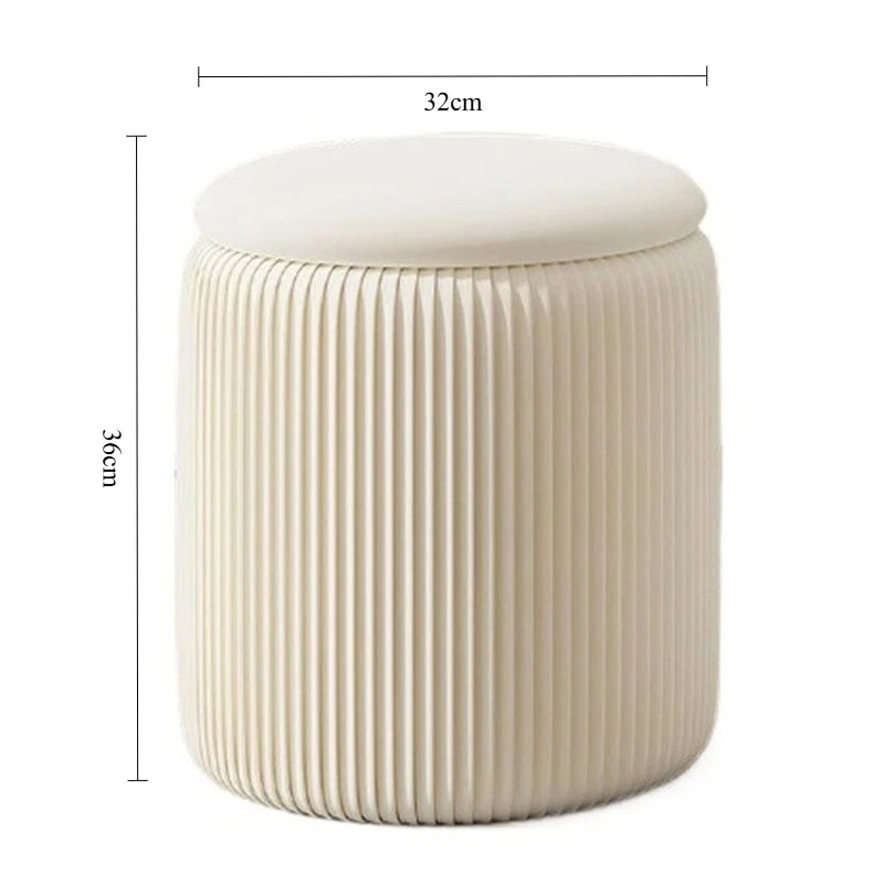 Round Storage Ottoman Pouf – Nordic Modern Fabric Footrest Stool Storage Ottoman Stool Babs White small